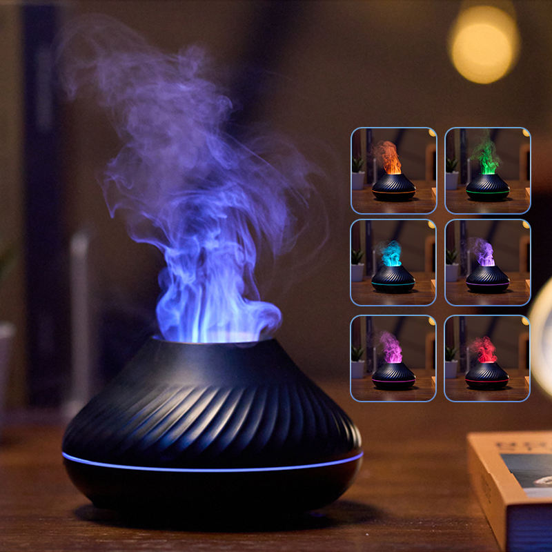 Drop Shipping RGB 130ML Flame Humidifier Diffuser Aroma Essential Oil Fire Flame Aroma Diffuser