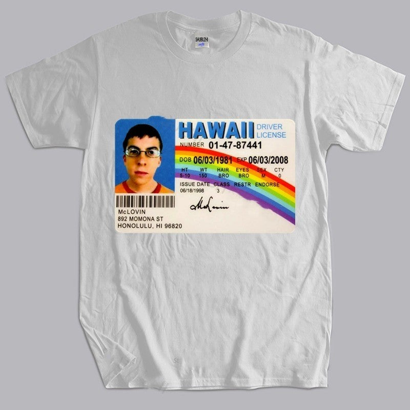 Man T Shirt Summer Men T-shirt Mclovin Id Card Superbad