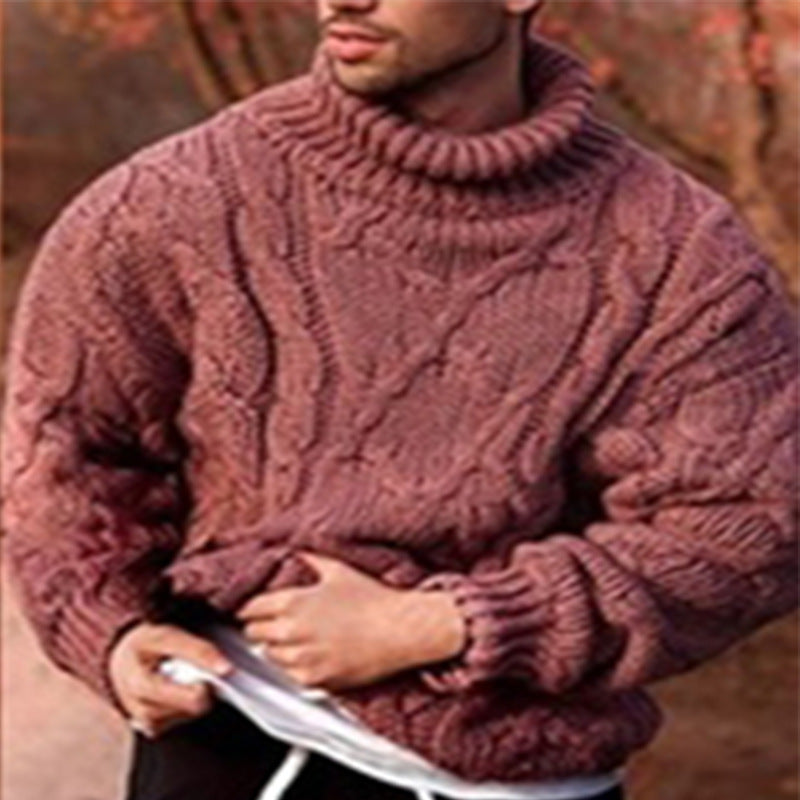 Twisted turtleneck men&#39;s sweater men&#39;s sweater