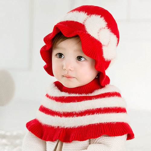 Girls bow hat shawl suit