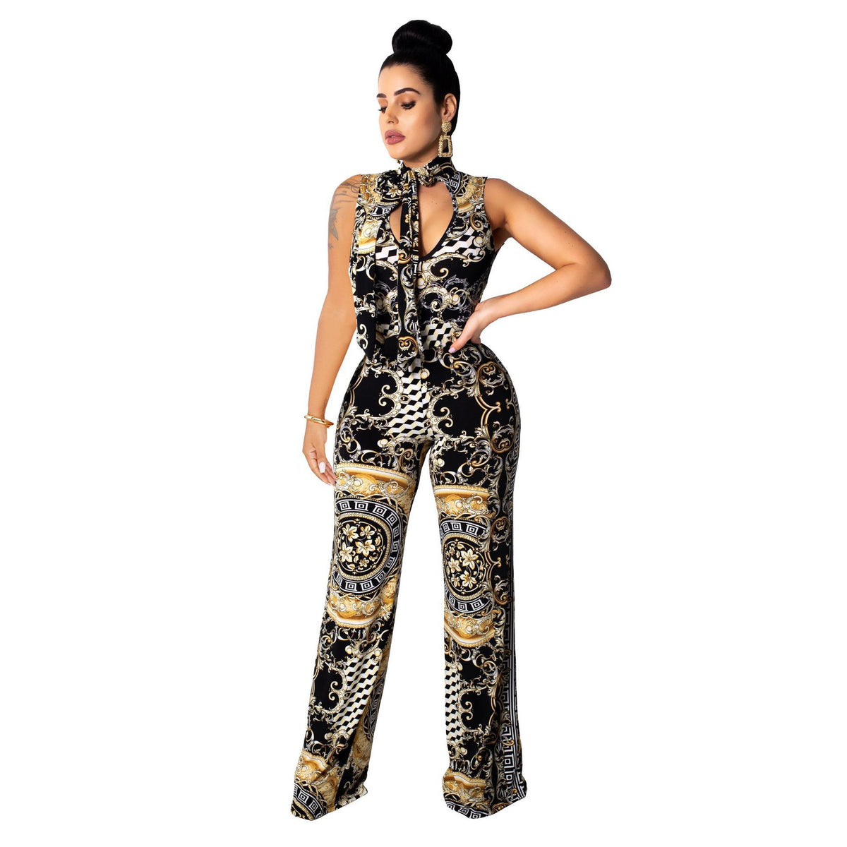 Printed sleeveless women&#39;s jumpsuit