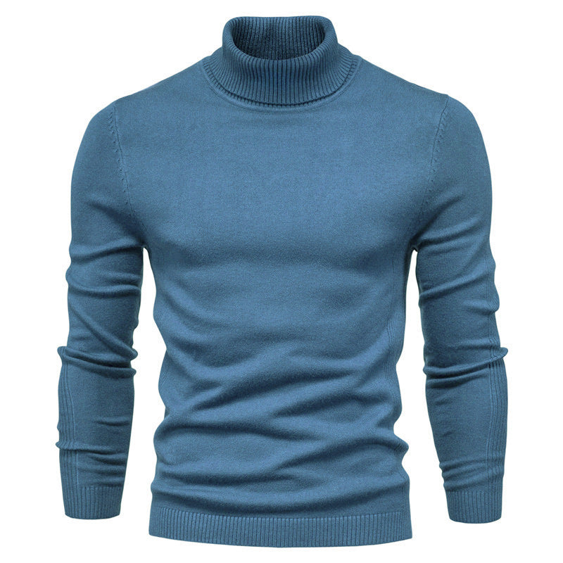 Men&#39;s Solid Color Slim Pullover Turtleneck Sweater Winter Casual Tops Clothing