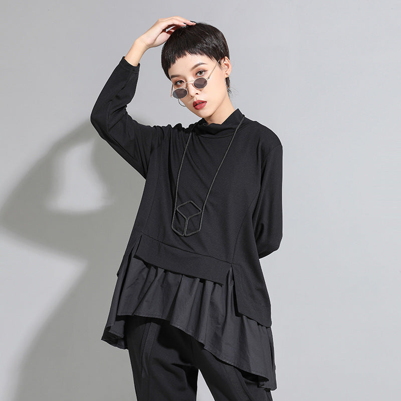 Dark Cold Ruffled Baby Shirt With Long Sleeves For Women