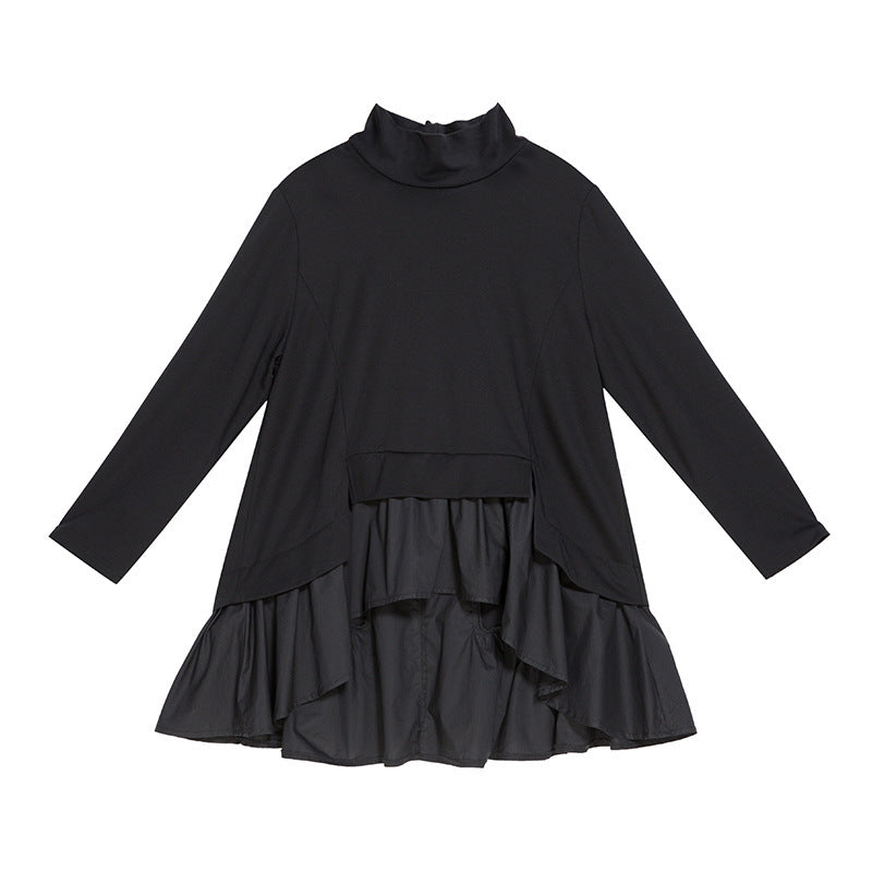 Dark Cold Ruffled Baby Shirt With Long Sleeves For Women