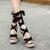 Weaving Cross Strap Platform Sandals Summer Wedges Heel Shoes For Women Flock Ankle Strap Ladies Gladiator Sandals Black