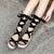 Weaving Cross Strap Platform Sandals Summer Wedges Heel Shoes For Women Flock Ankle Strap Ladies Gladiator Sandals Black