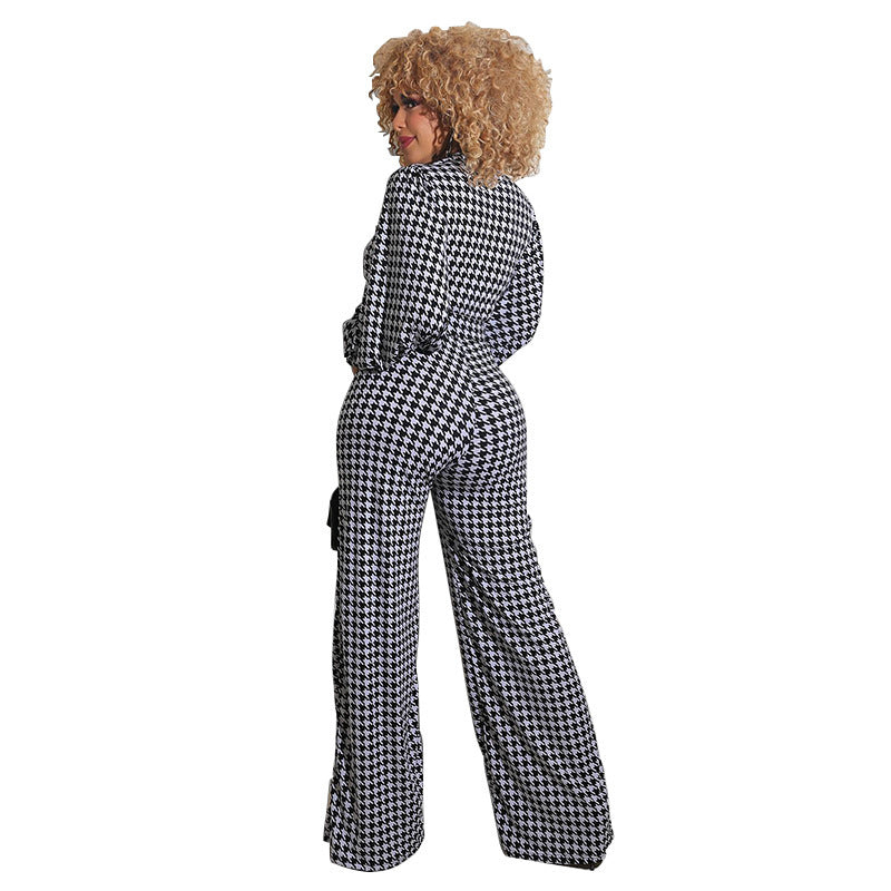 Puff Sleeve Women&#39;s Printed Jumpsuit Loose