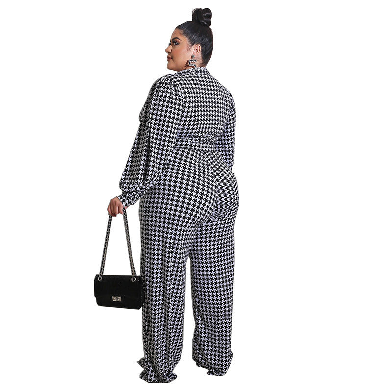 Puff Sleeve Women&#39;s Printed Jumpsuit Loose