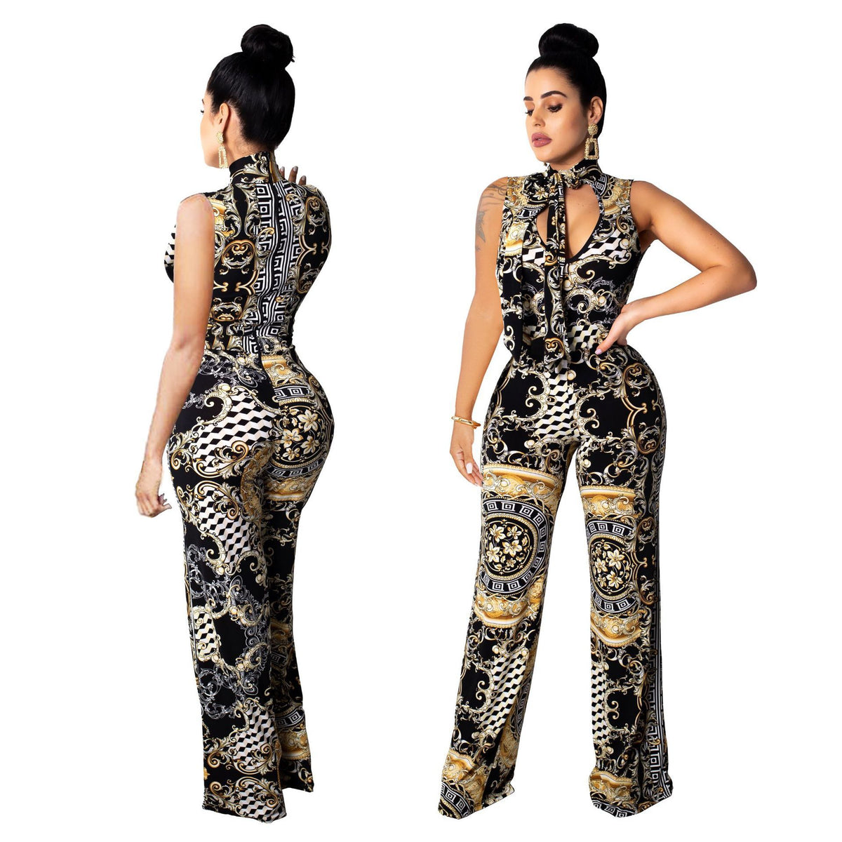 Printed sleeveless women&#39;s jumpsuit