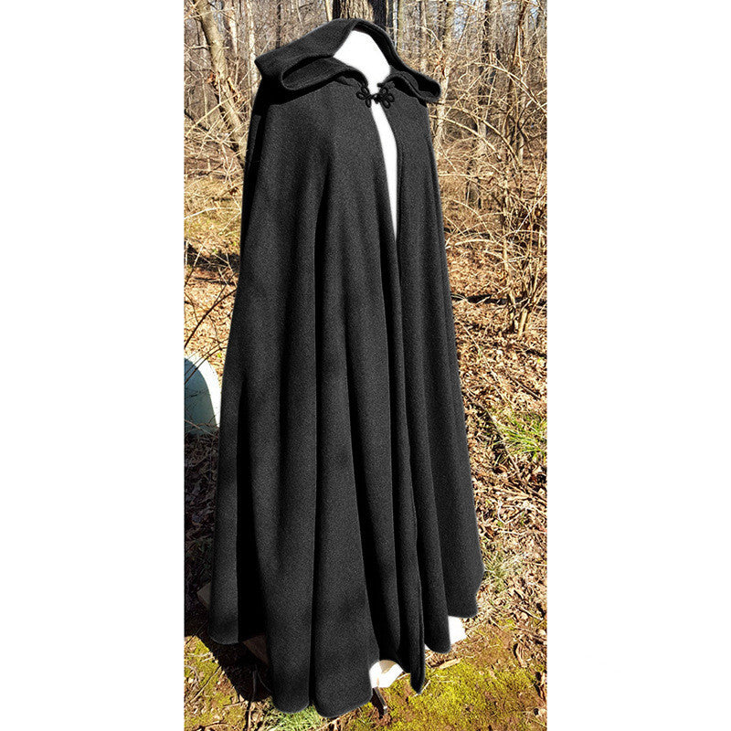 Long cape with hooded shawl