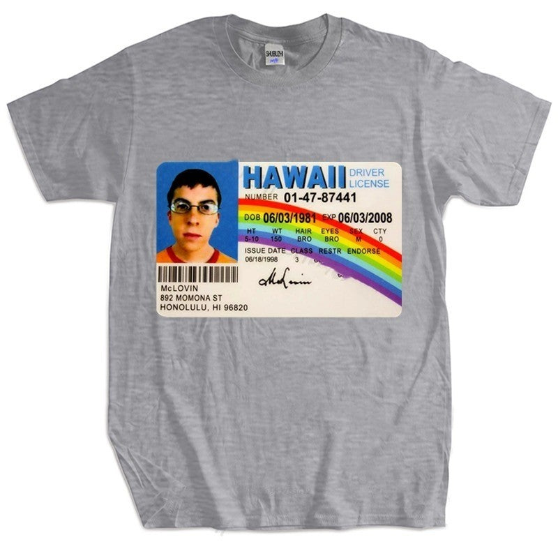 Man T Shirt Summer Men T-shirt Mclovin Id Card Superbad