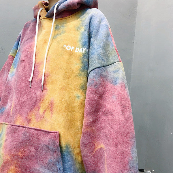 Tie-dye hoodie with loose hoodie