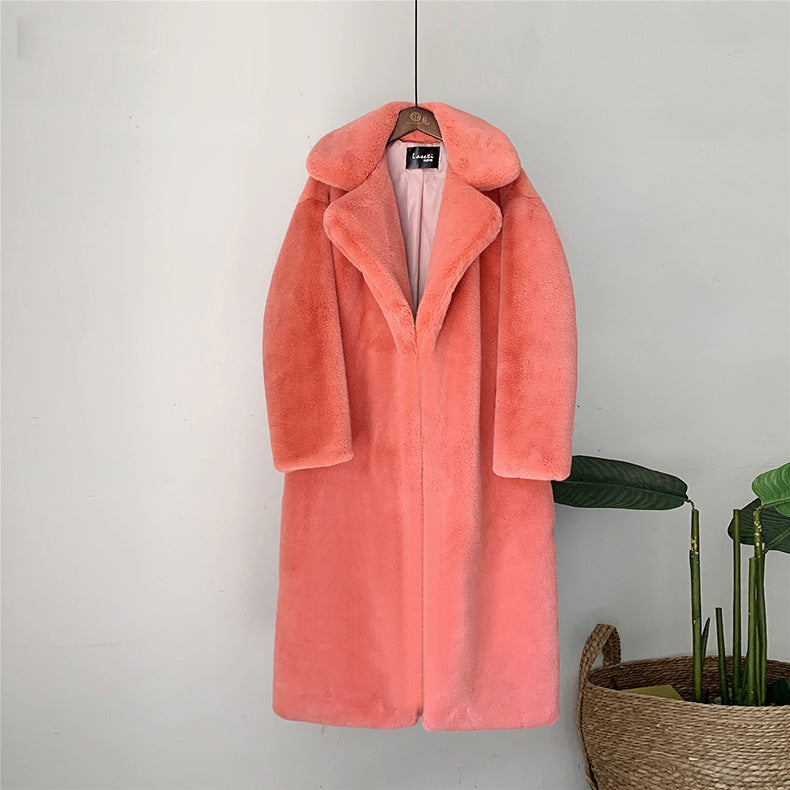 Thick long fur coat faux fur faux fur coat