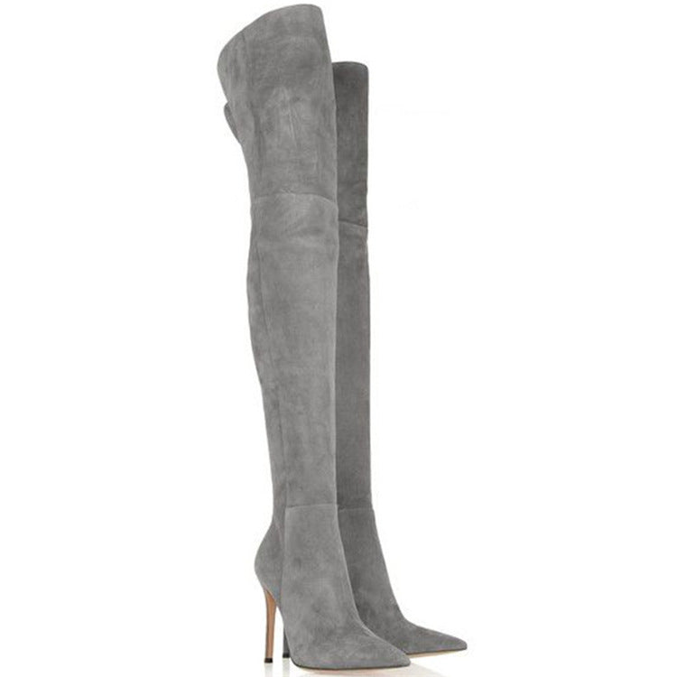 Rubber Pointed Stiletto Heel Faux Fur Martin Boots