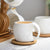 Six-piece Simple Ceramic Cup Set 200ml Tea Cup Coffee Cup Three-dimensional Bamboo and Wooden Bracket Striped Non-slip Coaster