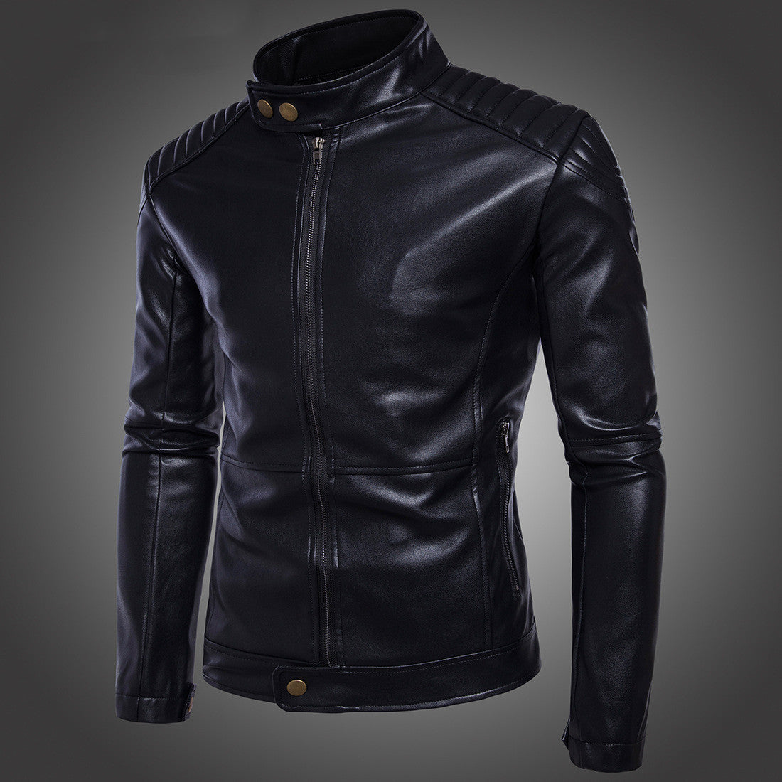 Carli Moto Leather Men&#39;s Jacket Black Bottom