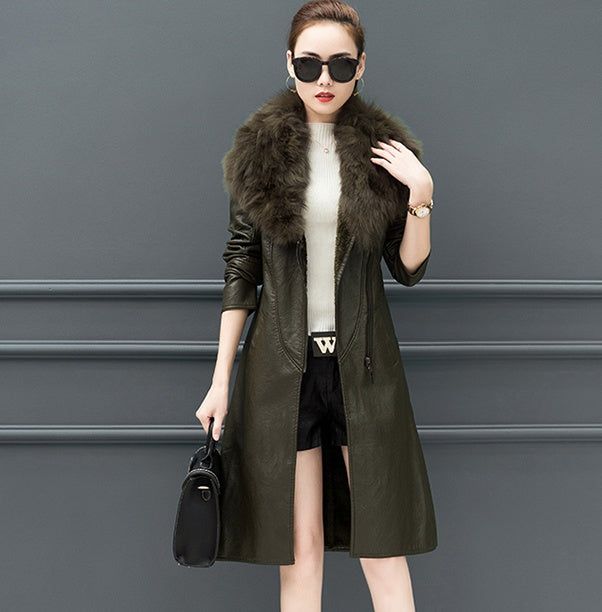 Fur collar fur coat