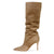 Pointed Suede Brown Stiletto Heel Fashion Mid Tube Knee Length Womens Boots