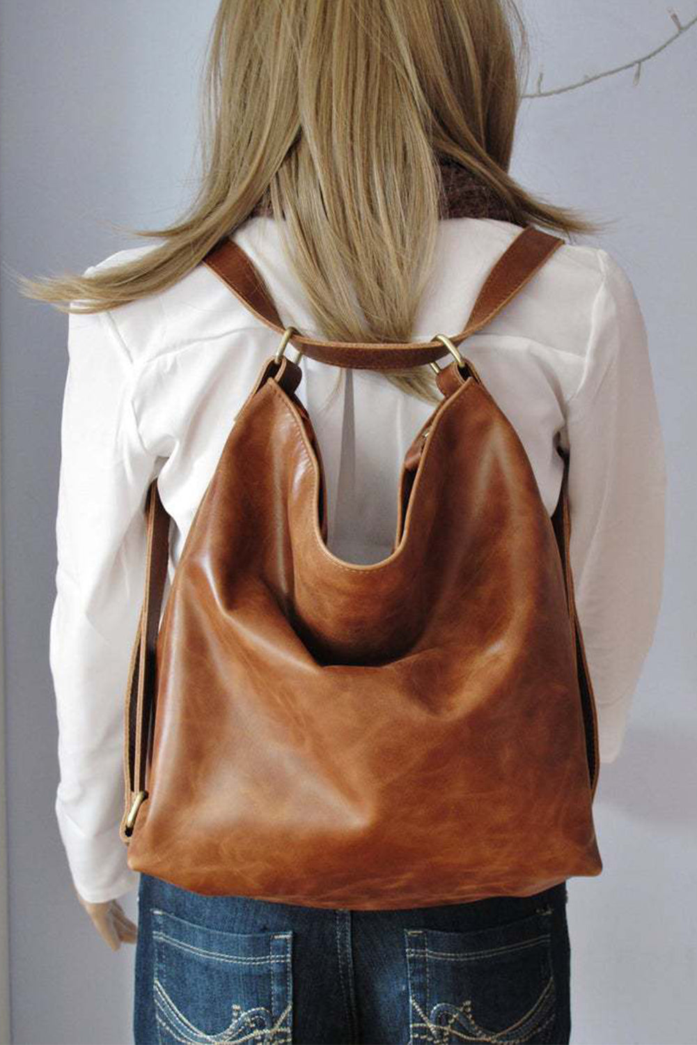 Chestnut Vintage Faux Leather Zip Large Capacity Backpack