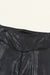 Black Crossed Dip Waist Sleek Leather Leggings