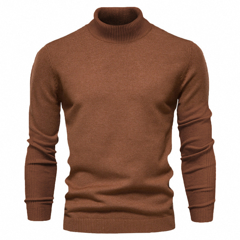 Men&#39;s Solid Color Slim Pullover Turtleneck Sweater Winter Casual Tops Clothing