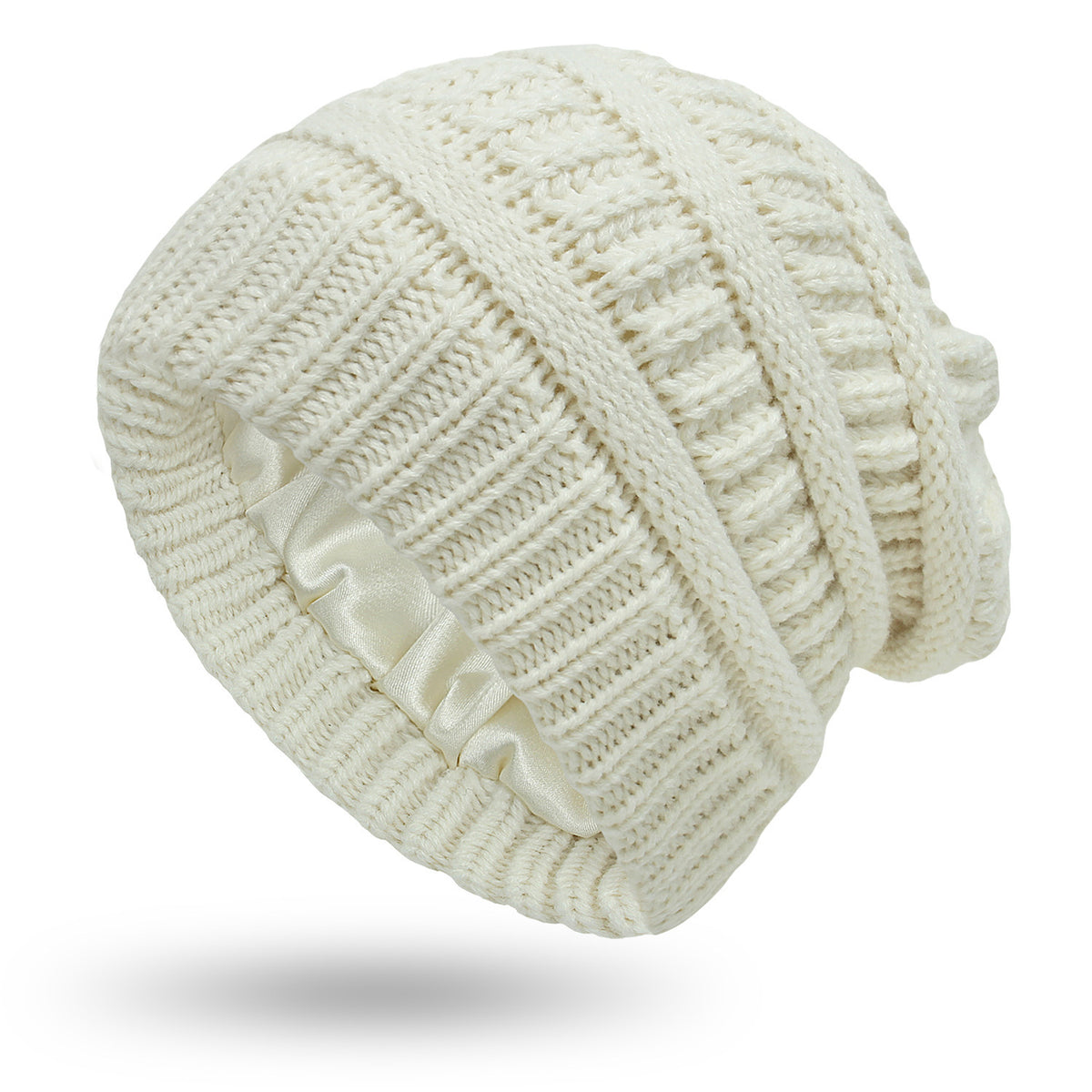 Hats Women&#39;s Protective Hairstyles, Warm Woolen Knit Satin Hats