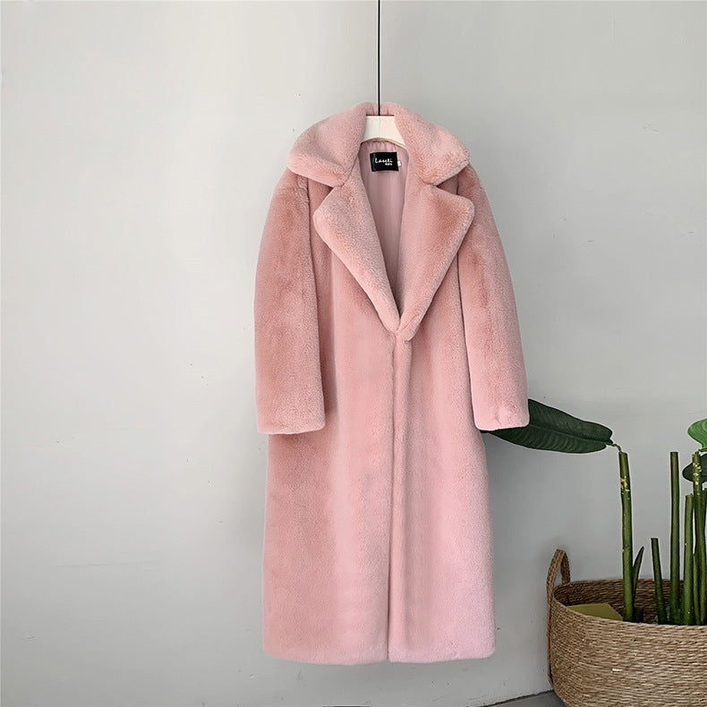 Thick long fur coat faux fur faux fur coat