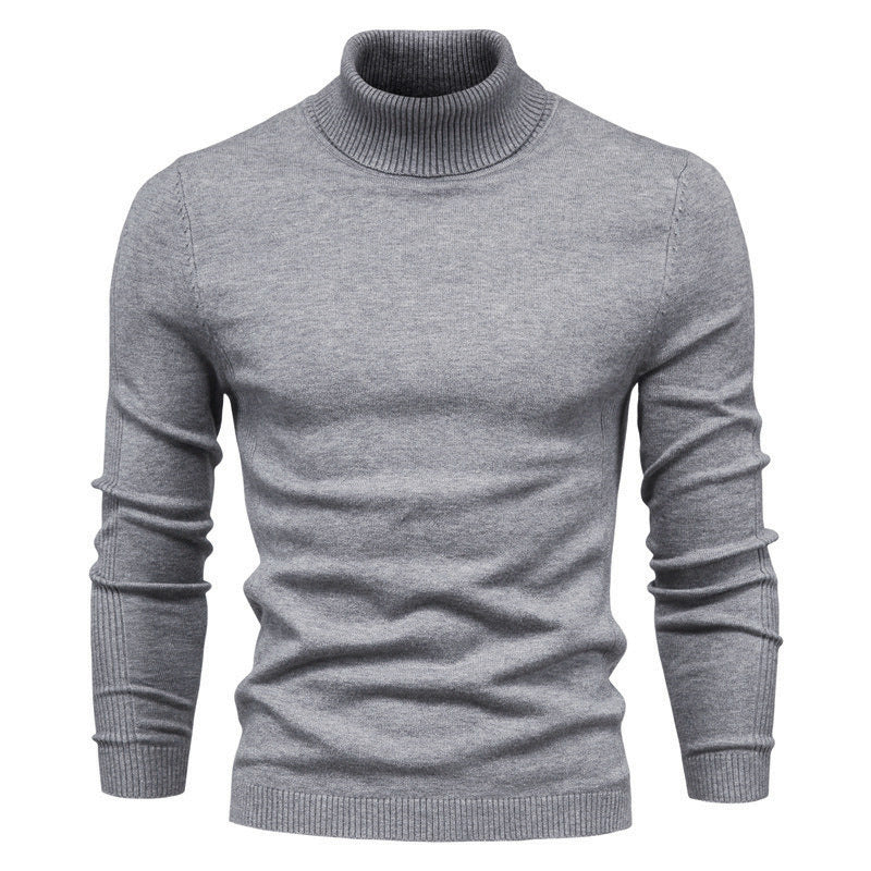 Men&#39;s Solid Color Slim Pullover Turtleneck Sweater Winter Casual Tops Clothing