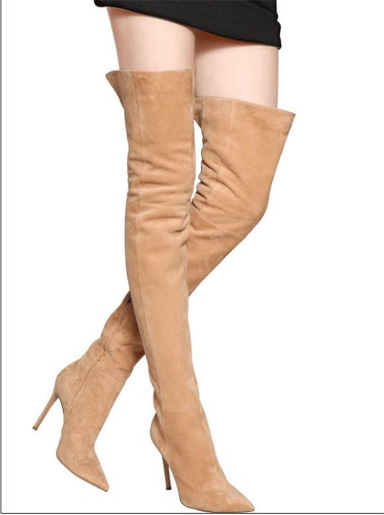 Rubber Pointed Stiletto Heel Faux Fur Martin Boots