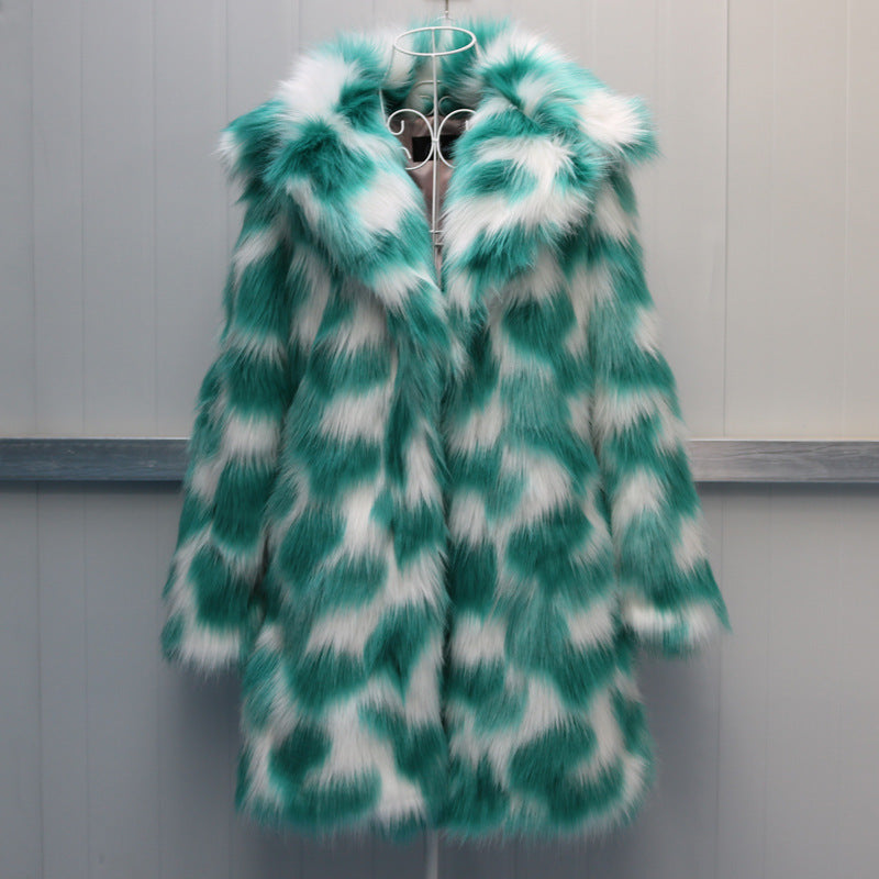 Women&#39;s New Mid-Length Fox Fur Faux Fur Coat