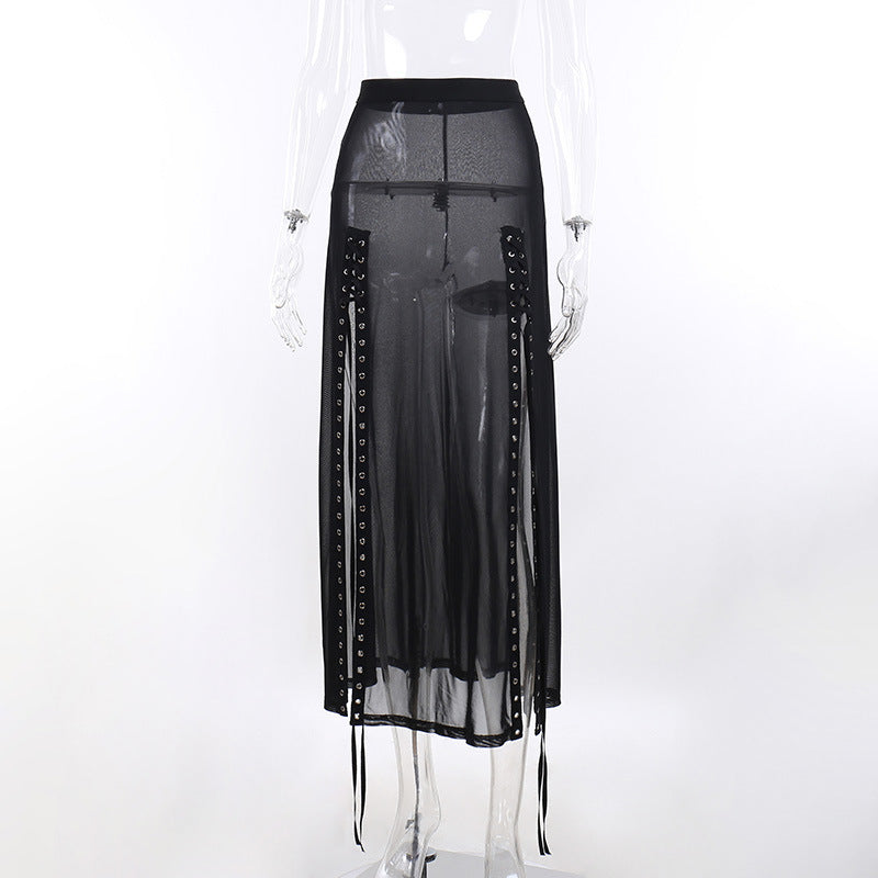 Women&#39;s Sheer Mesh Slit Maxi (SKIRT ONLY)