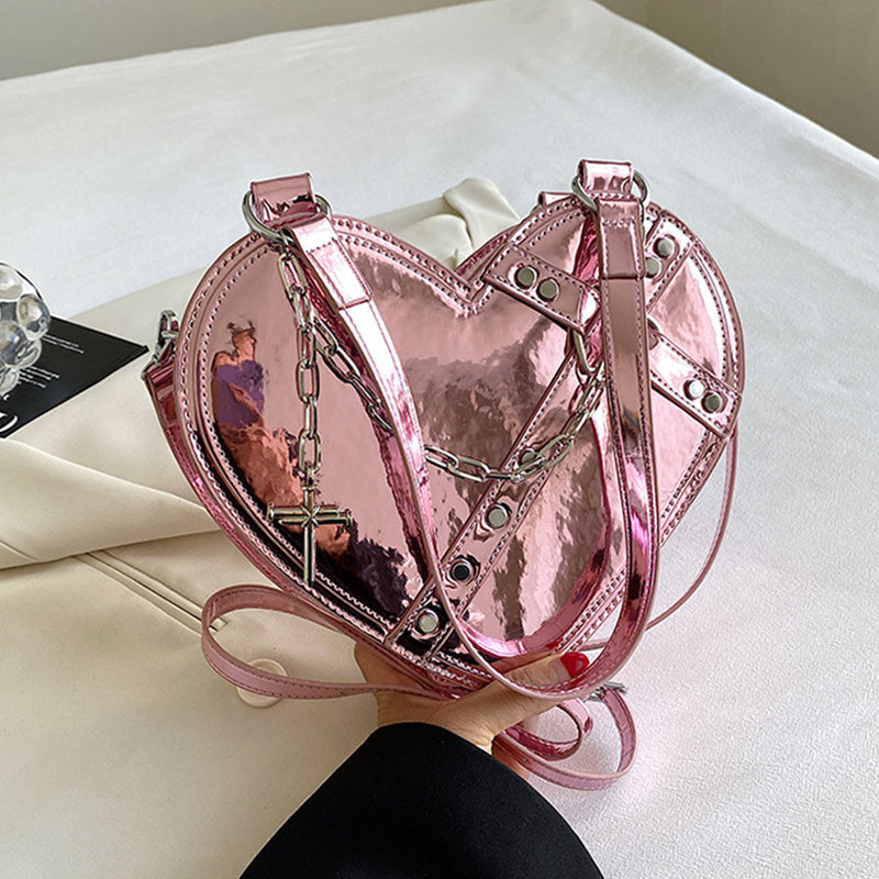 Chain Heart-shaped Bags Large Capacity Love Shoulder Bag For Women Valentine&#39;s Day