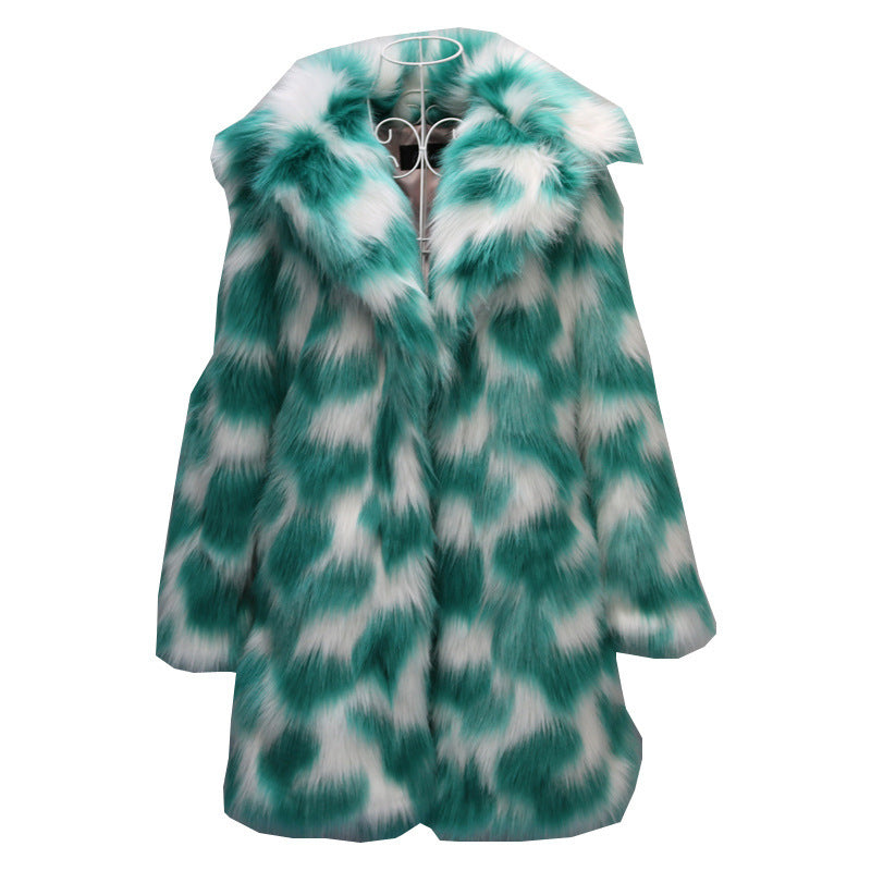 Women&#39;s New Mid-Length Fox Fur Faux Fur Coat