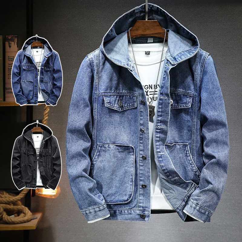 Men&#39;s Trendy Hooded Denim Jacket