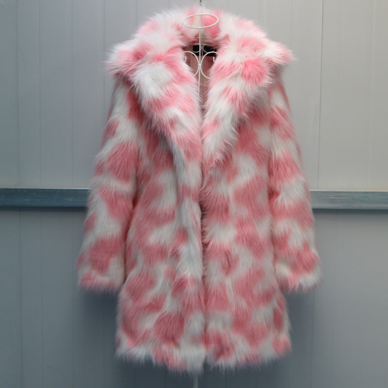 Women&#39;s New Mid-Length Fox Fur Faux Fur Coat