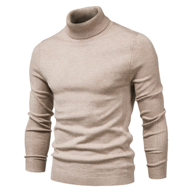 Men&#39;s Solid Color Slim Pullover Turtleneck Sweater Winter Casual Tops Clothing