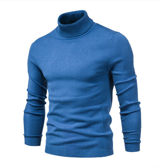 Men&#39;s Solid Color Slim Pullover Turtleneck Sweater Winter Casual Tops Clothing