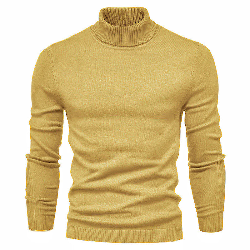 Men&#39;s Solid Color Slim Pullover Turtleneck Sweater Winter Casual Tops Clothing