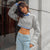 Women's Fashion Round Neck Long Sleeve Cropped Navel Loose Sweater