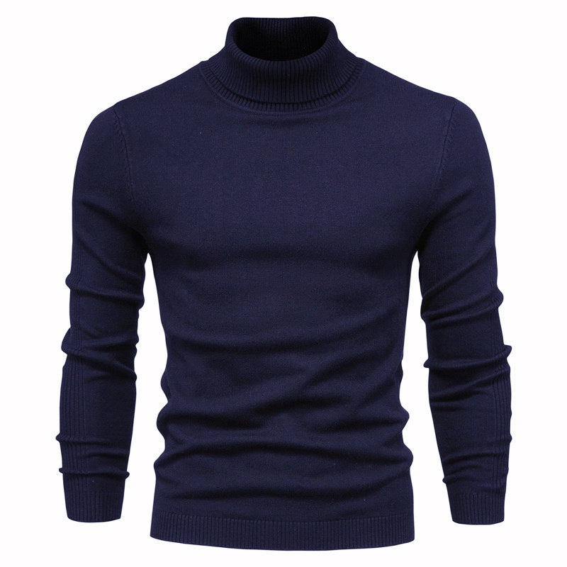 Men&#39;s Solid Color Slim Pullover Turtleneck Sweater Winter Casual Tops Clothing