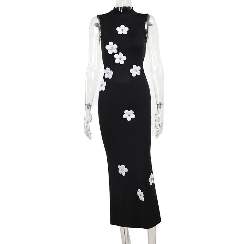 Flower Small Turtleneck Dress Female