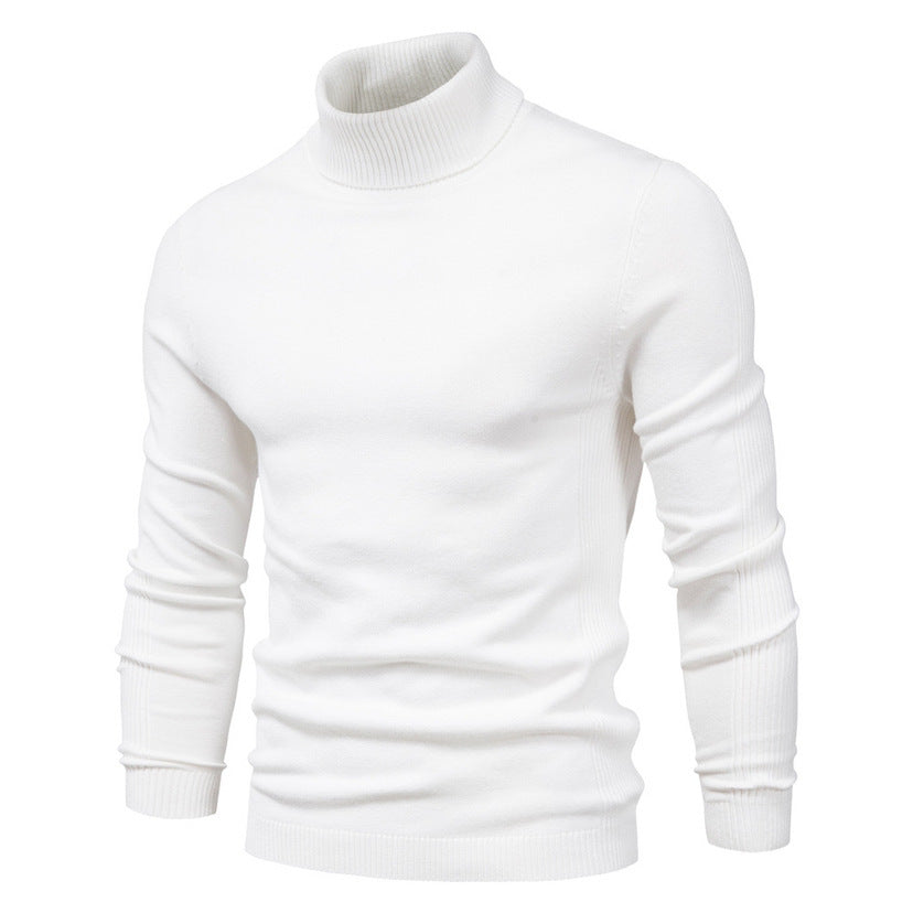 Men&#39;s Solid Color Slim Pullover Turtleneck Sweater Winter Casual Tops Clothing