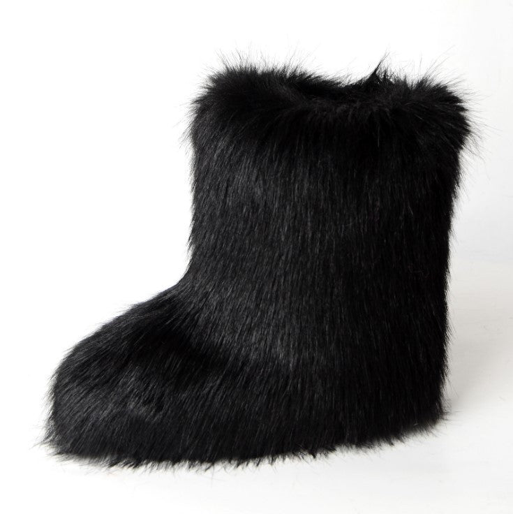 Women&#39;s Shoes Fox Fur Boots Fleece Anti-fur Snow Boots