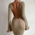 Fashion Slim Long-sleeved Ruffled Long Dress Sexy Hip-wrapped Back-less Knitted Maxi Dresses For Party Beach Womens Clothing