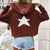 Fashion Pullover Hooded Sweater With Pockets Loose Star Long Sleeve Zippered Cropped Cardigan Outwear Tops For Womens Clothing