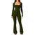 Women's Long Sleeve Belly And Waist Shaping Square Collar High Elastic Jumpsuit