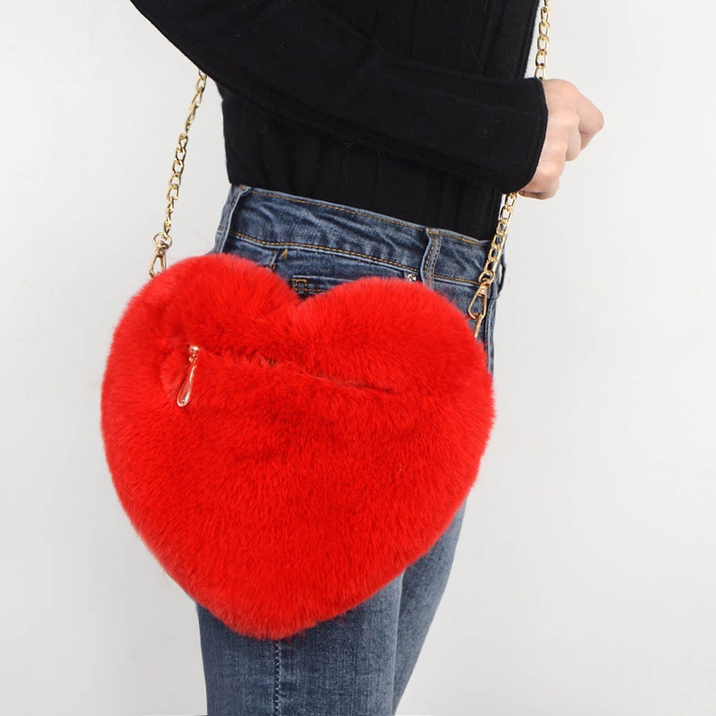 Love Bags For Women Plush Chain Shoulder Bags Valentine&#39;s Day Party Bag