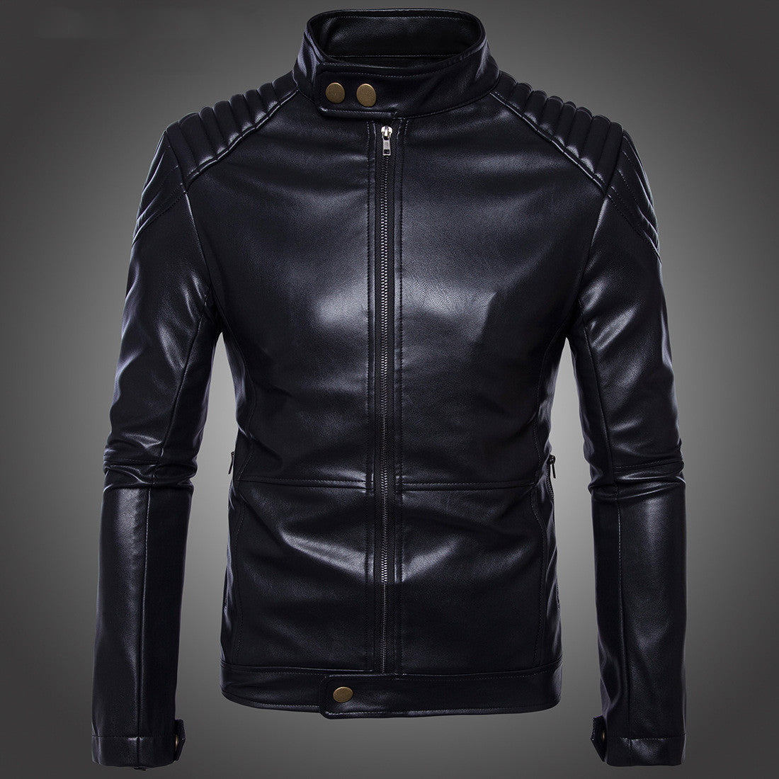 Carli Moto Leather Men&#39;s Jacket Black Bottom