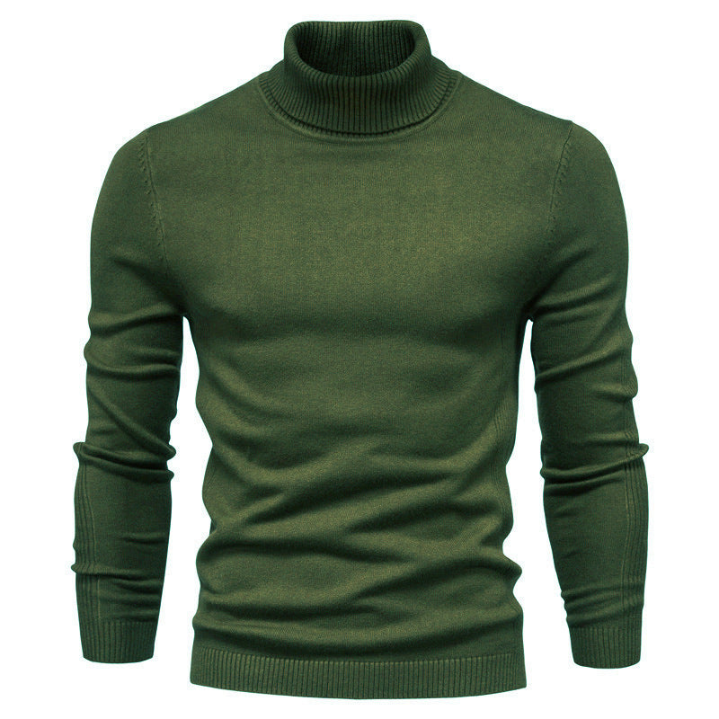 Men&#39;s Solid Color Slim Pullover Turtleneck Sweater Winter Casual Tops Clothing