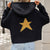 Fashion Pullover Hooded Sweater With Pockets Loose Star Long Sleeve Zippered Cropped Cardigan Outwear Tops For Womens Clothing